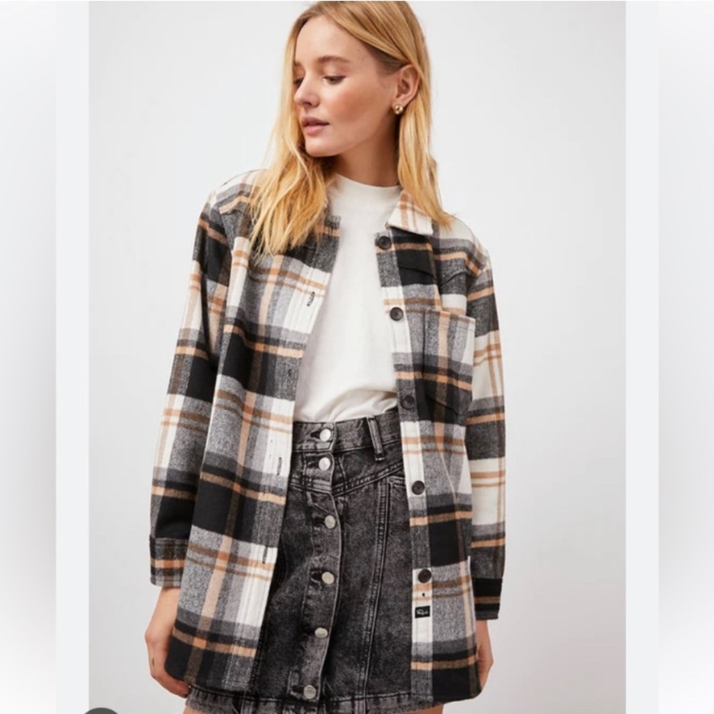 Rails Tripp Shirt Jacket ivory black caramel plaid
